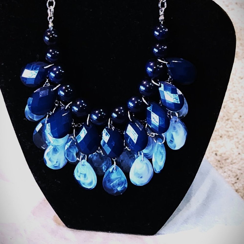 Faux Crystal Bib Statement Necklace